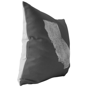 California Dreamin' Throw Pillow - White on Charcoal - The Coffee Catalyst