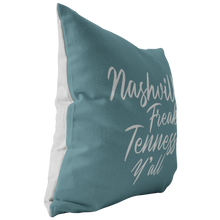 Nashville Freakin' Tennessee Y'all Throw Pillow - Teal Blue - The Coffee Catalyst