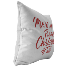 Merry Freakin' Christmas Y'all Throw Pillow - Red on White - The Coffee Catalyst