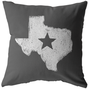 Texas Lone Star Throw Pillow - White on Charcoal - The Coffee Catalyst
