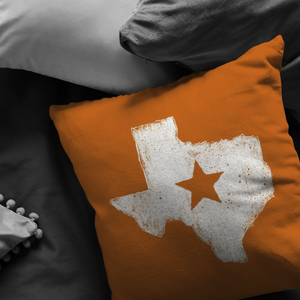 Texas Lone Star Throw Pillow - White on UT Orange - The Coffee Catalyst